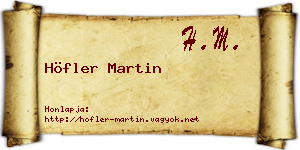 Höfler Martin névjegykártya